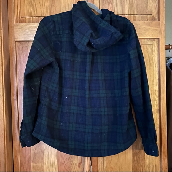 L.L. Bean Blue and Green Flannel Zip-Up Hoodie - Picture 4 of 5
